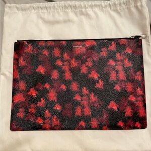 Nwot givenchy red floral leather clutch